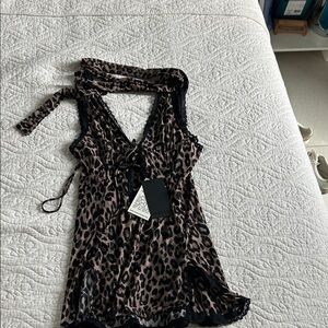 INDAH Leopard Print Lingerie with Black Lace Trim